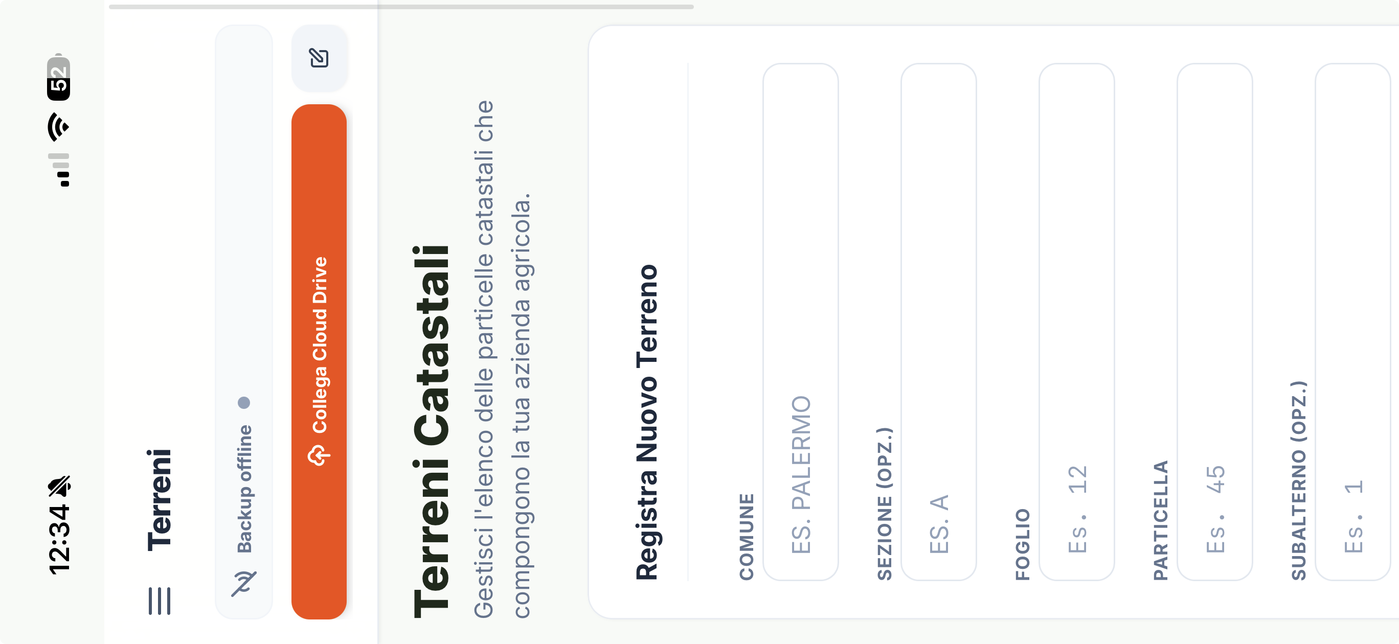 App mockup per Gestione dei campi