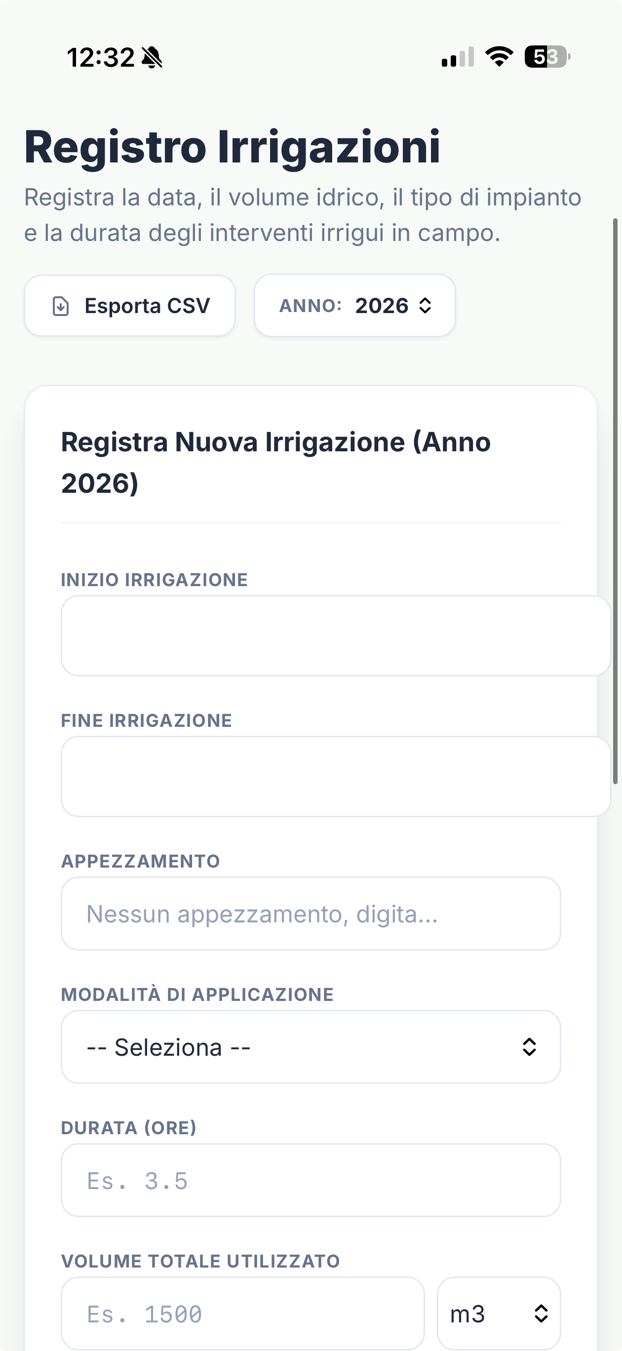App mockup per Irrigazione
